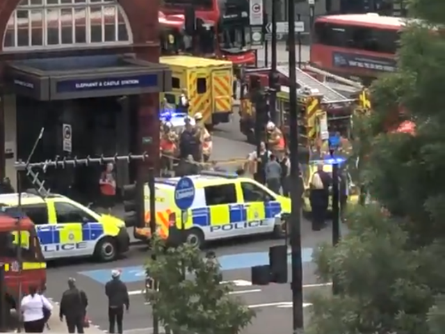 Mobile phone footage shows emergency vehicles outside Elephant and Castle Tube station