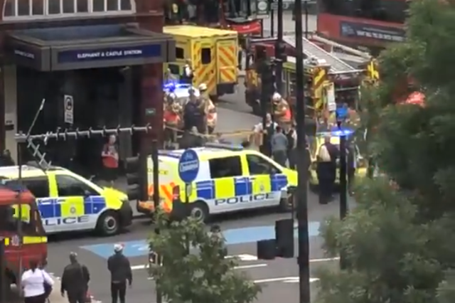 Mobile phone footage shows emergency vehicles outside Elephant and Castle Tube station