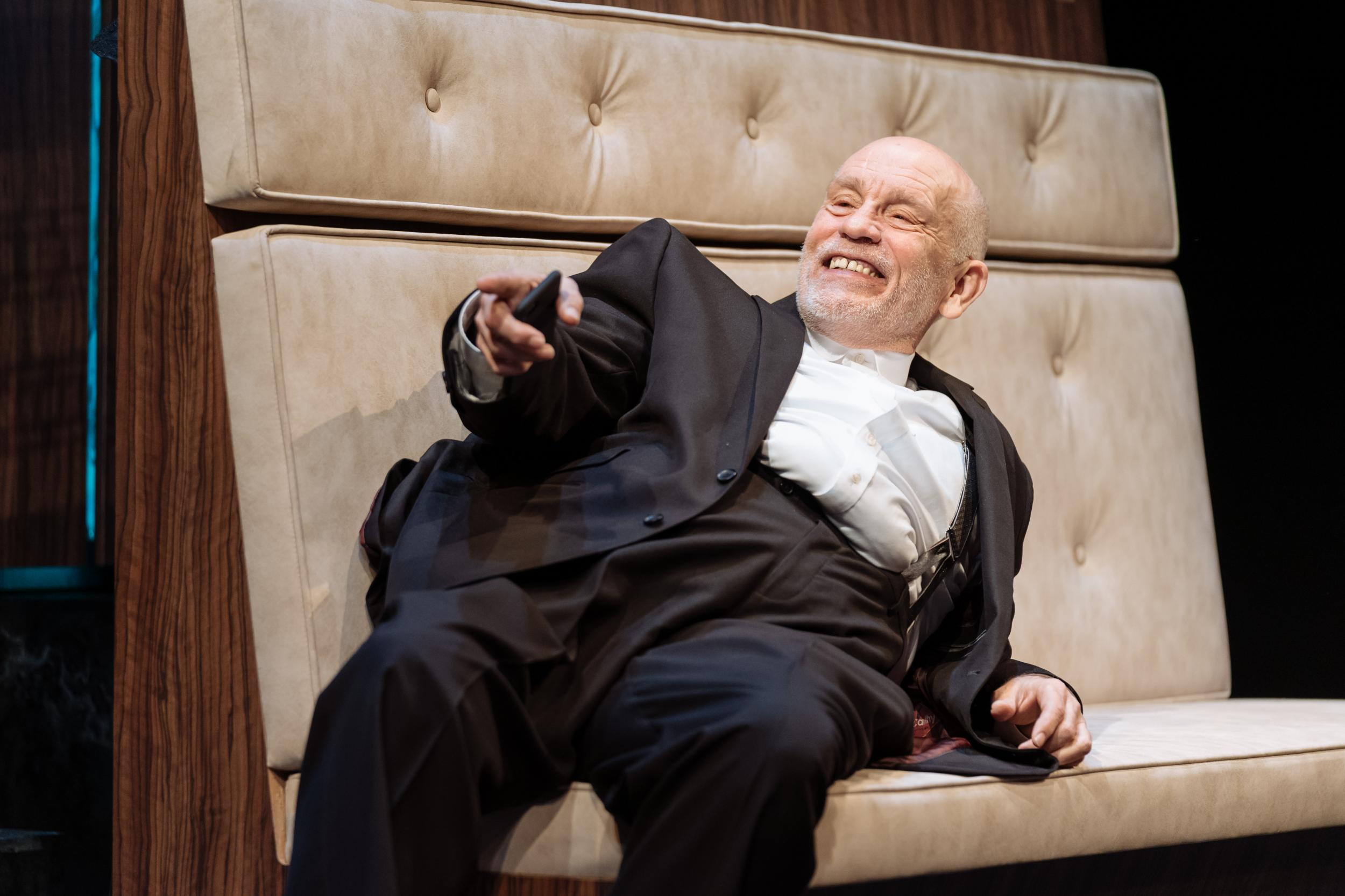 John Malkovich as depraved Hollywood mogul Barney Fein in David Mamet's 'Bitter Wheat'