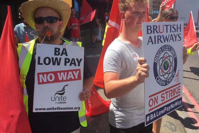 Walk out: British Airways cabin crew protesting in 2017