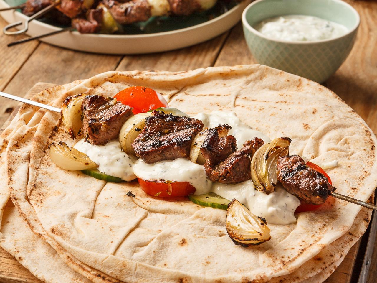 Toasted flatbreads are perfect for this speedy dish
