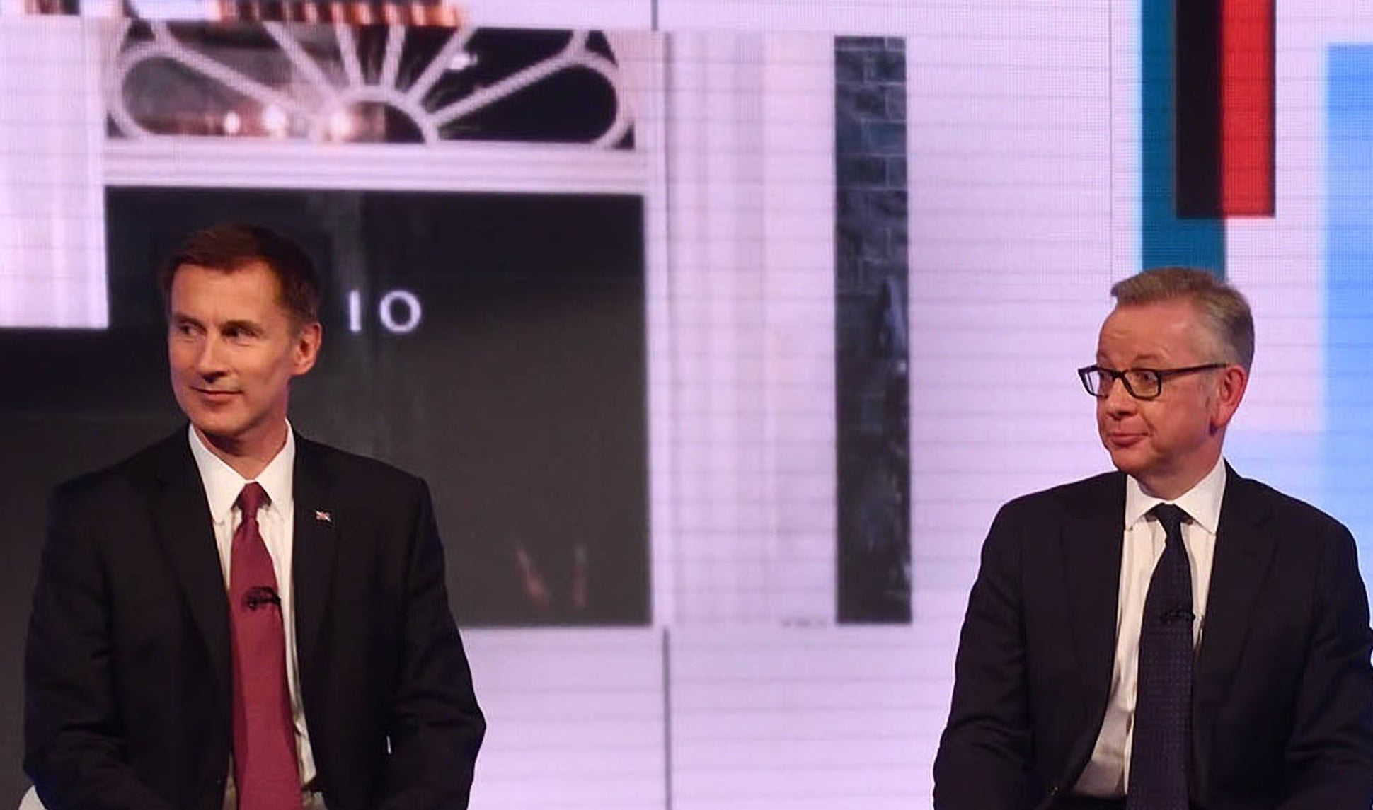 Jeremy Hunt and Michael Gove at the second televised Tory leadership debate