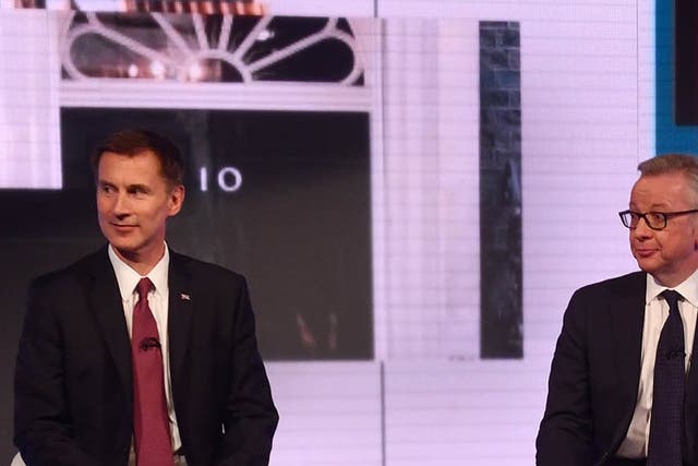 Jeremy Hunt and Michael Gove at the second televised Tory leadership debate
