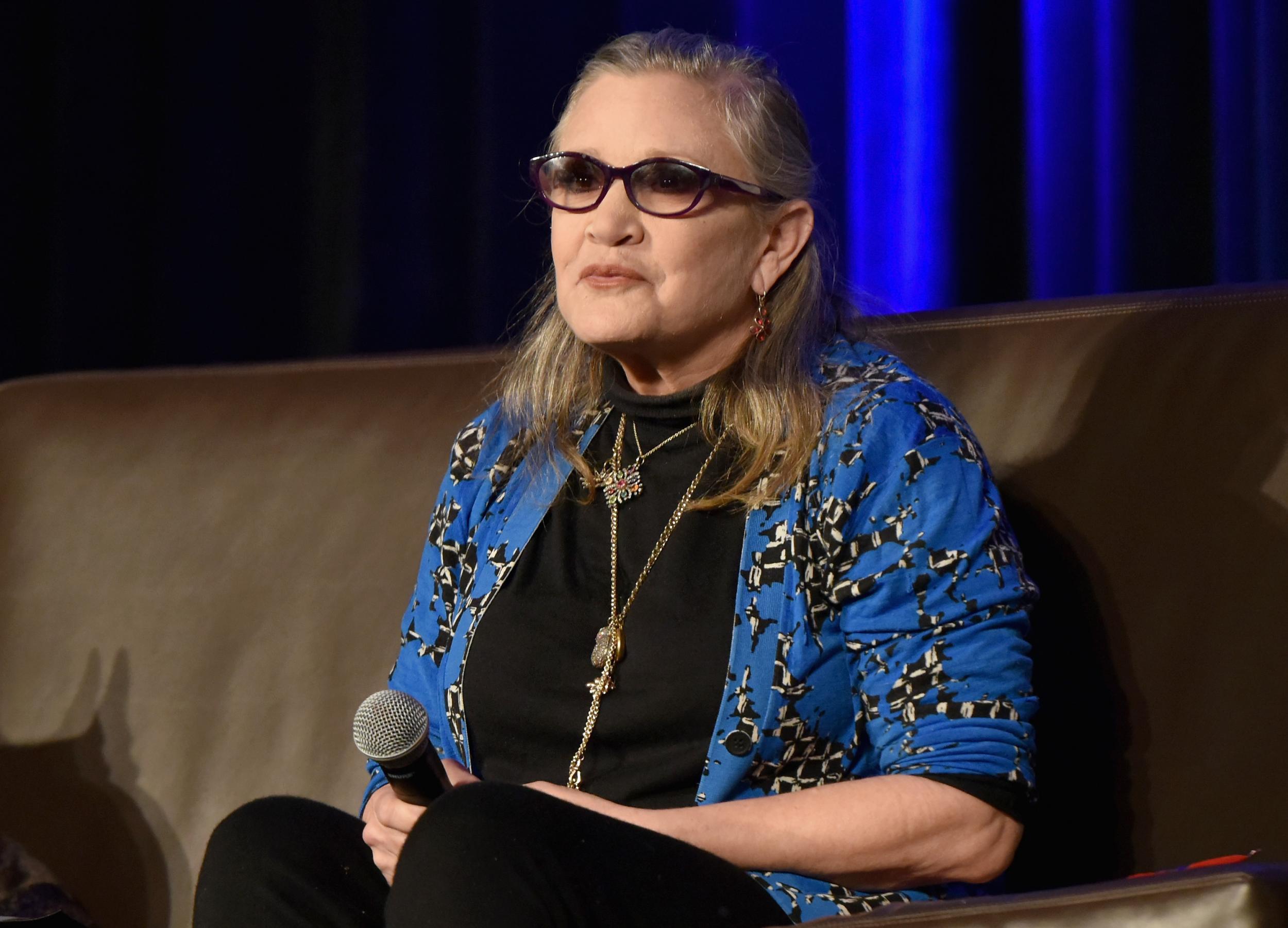 Actress Carrie Fisher speaks onstage during Wizard World Comic Con Chicago 2016 - Day 4 at Donald E. Stephens Convention Center on August 21, 2016 in Rosemont, Illinois.