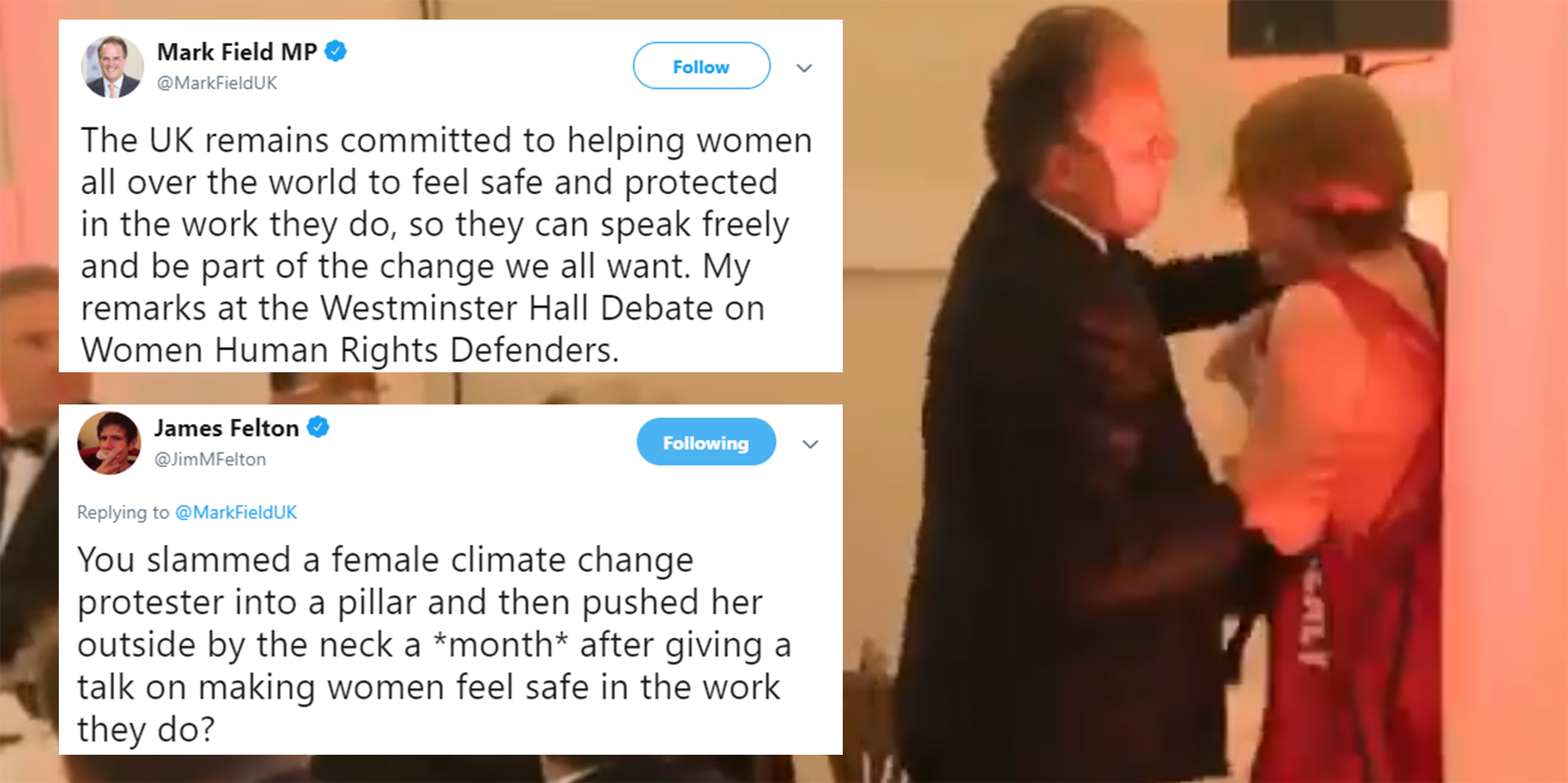 Mark Field Video Tory Mp Who Grabbed Female Protester Gave Speech About Protecting Women
