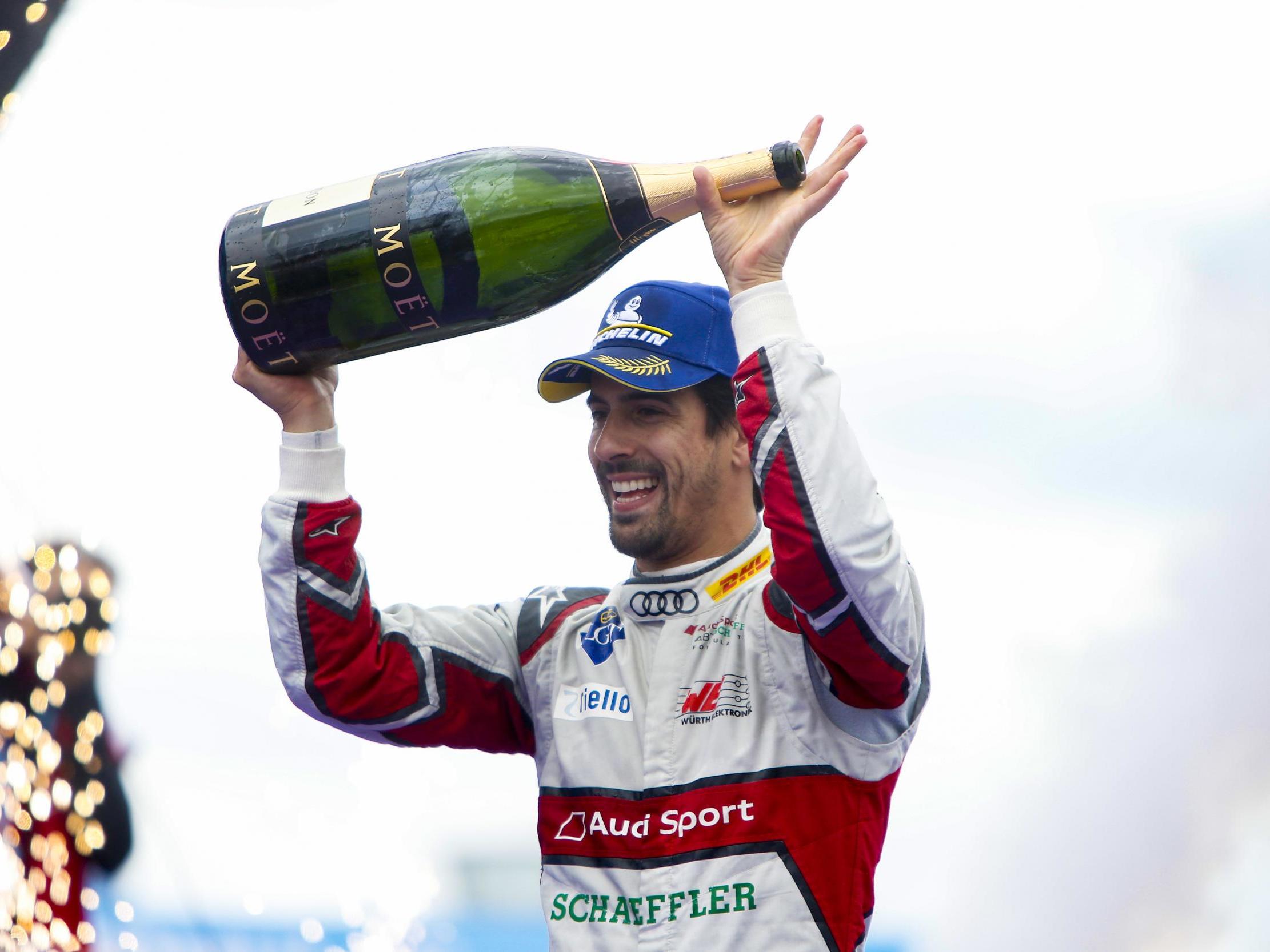 Di Grassi celebrates clinching victory at the Berlin ePrix