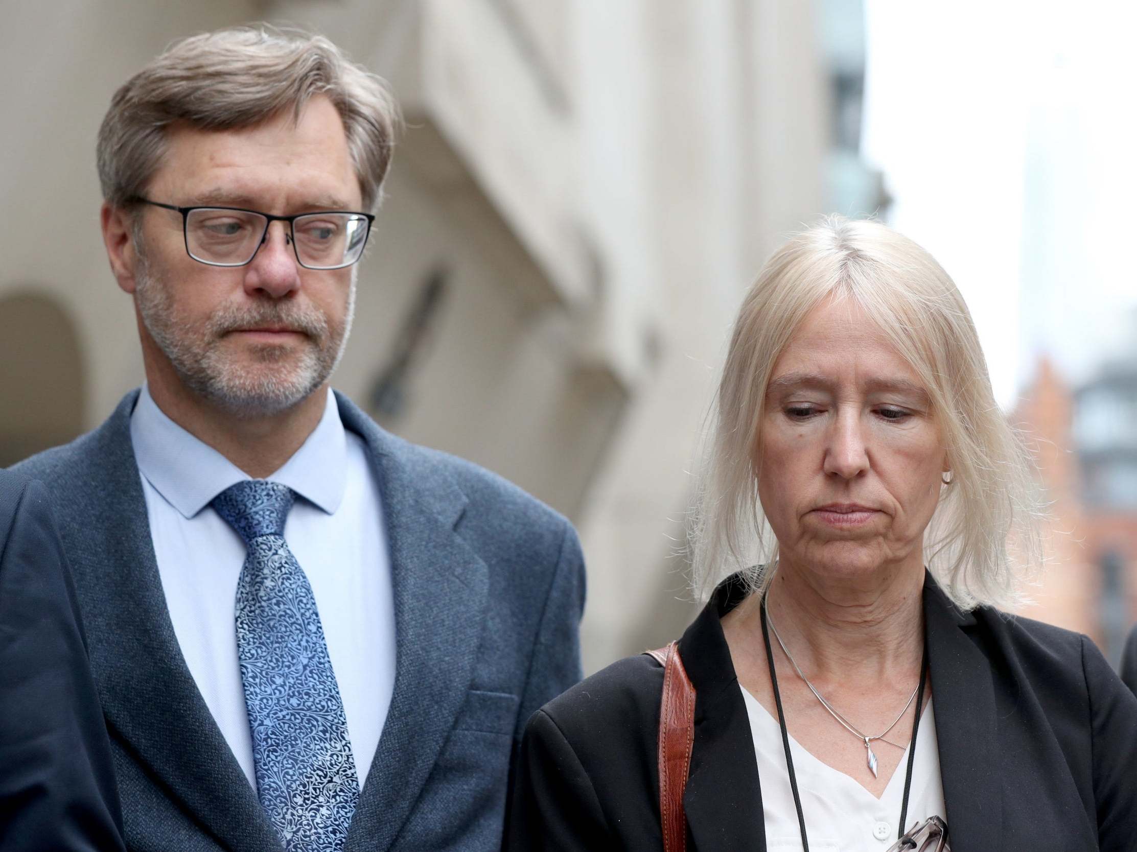 John Letts and Sally Lane outside the Old Bailey yesterday