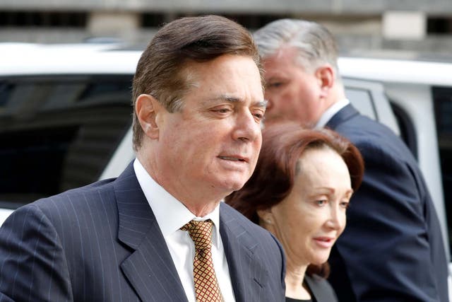 US president Trump's former campaign manager Paul Manafort arrives at a hearing at US District Court in Washington