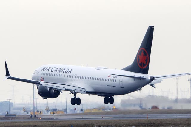 An Air Canada plane approaches Toronto Pearson Airport