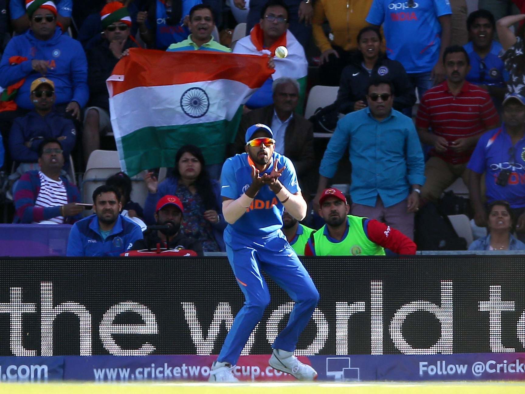 India's Virat Kohli catches out Afghanistan's Mohammad Nabi