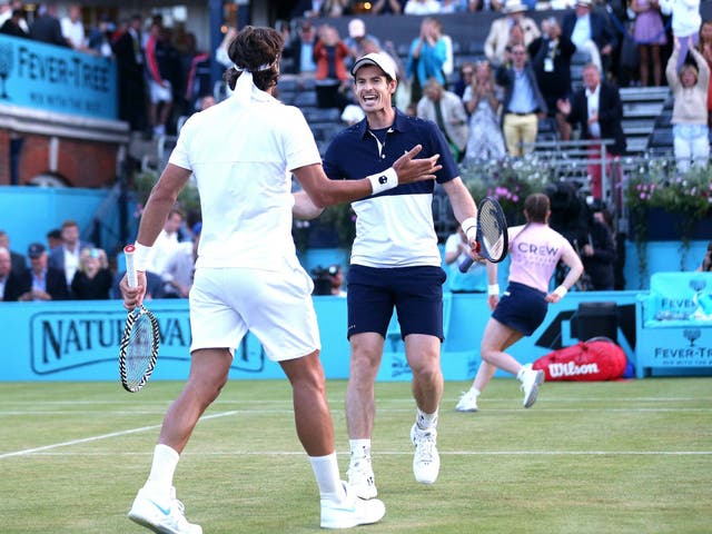 Andy Murray and Feliciano Lopez celebrate their victory