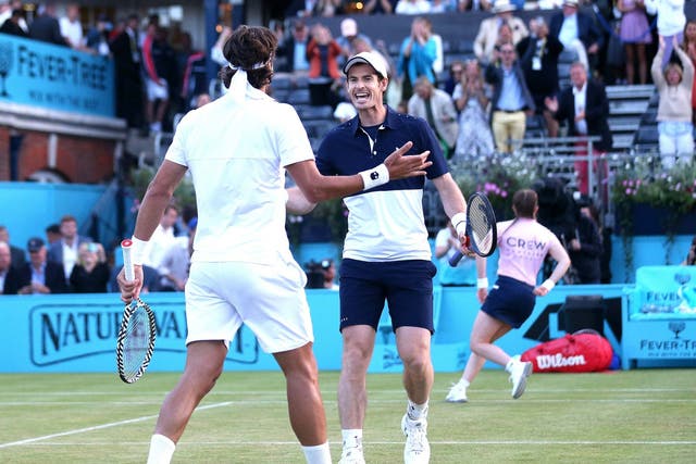 Andy Murray and Feliciano Lopez celebrate their victory