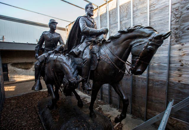 <p>The Robert E Lee statue removed from a Dallas park </p>