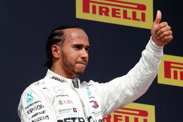 Lewis Hamilton celebrates victory in the French Grand Prix at Paul Ricard