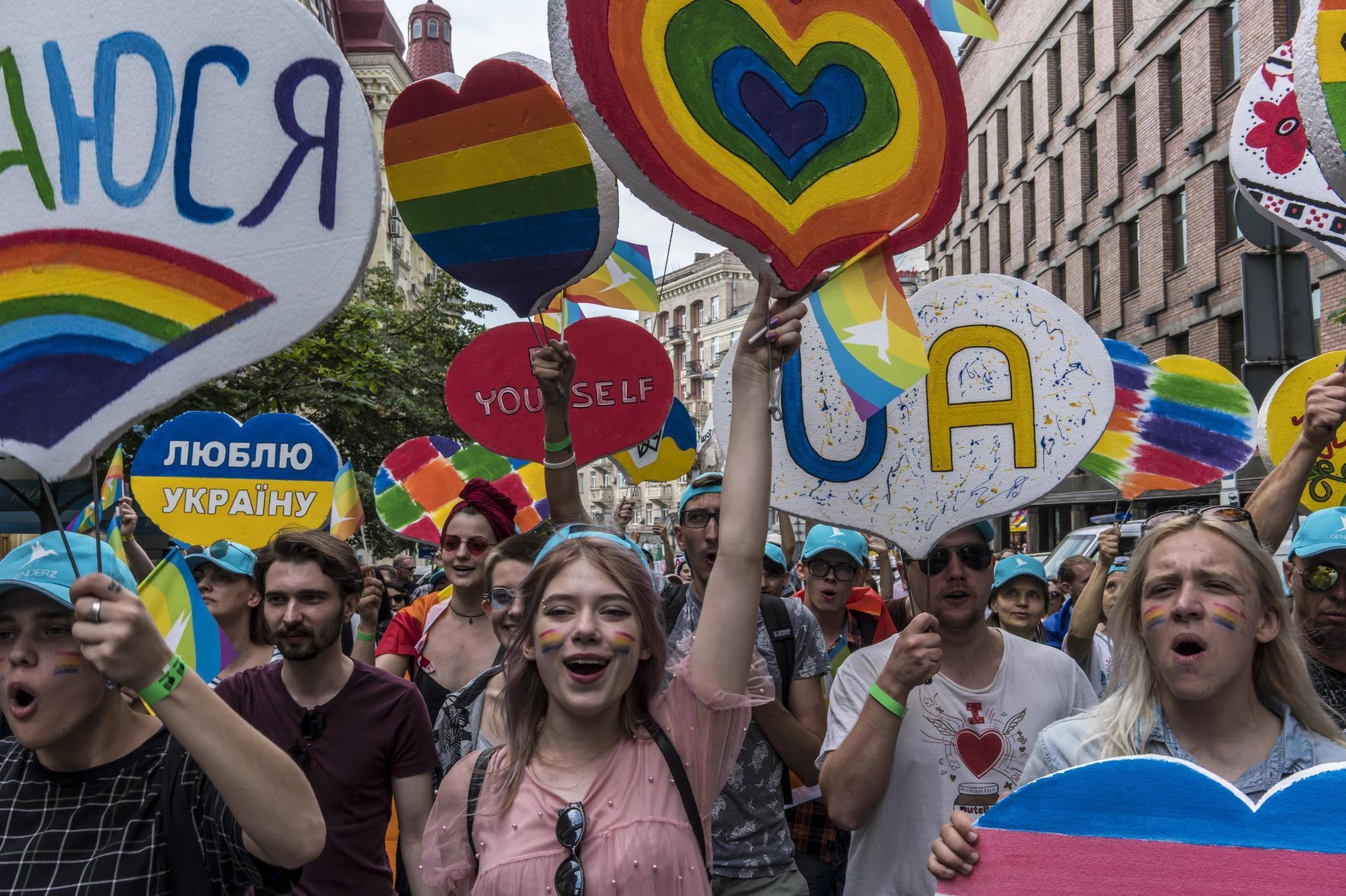 People march in Kiev's Pride Parade (Getty)