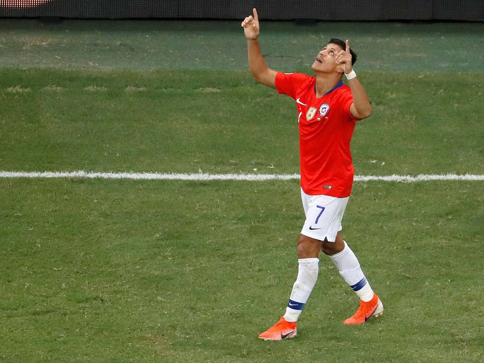 Alexis Sanchez celebrates for Chile