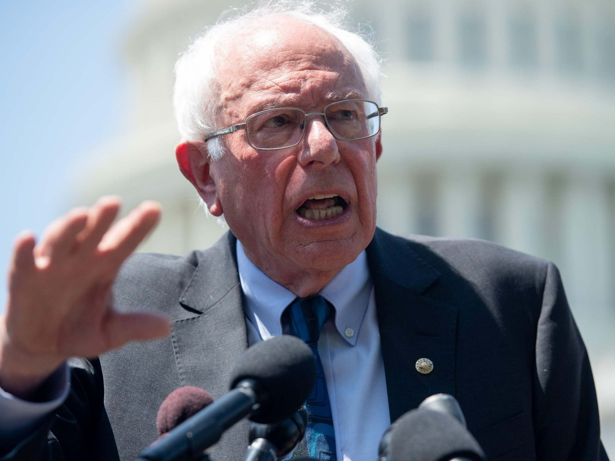 Bernie Sanders, Independent of Vermont, speaks during a press conference to introduce college affordability legislation