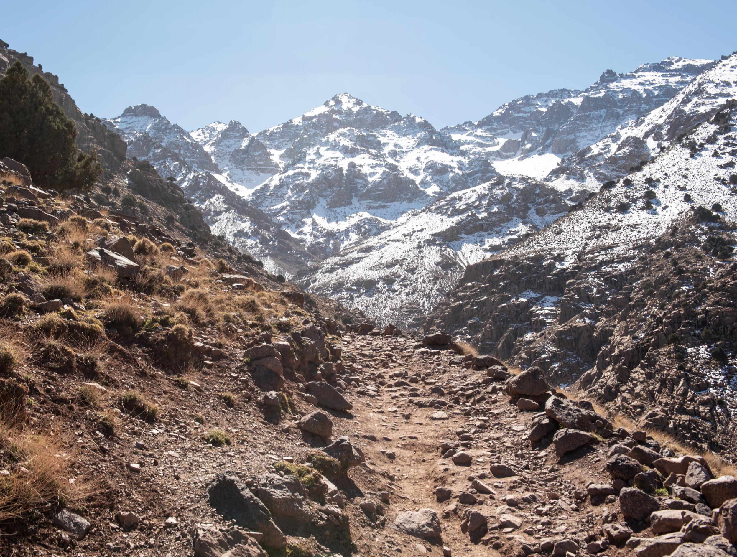 The path leading to Jebel Toubkal, which is visible in the background