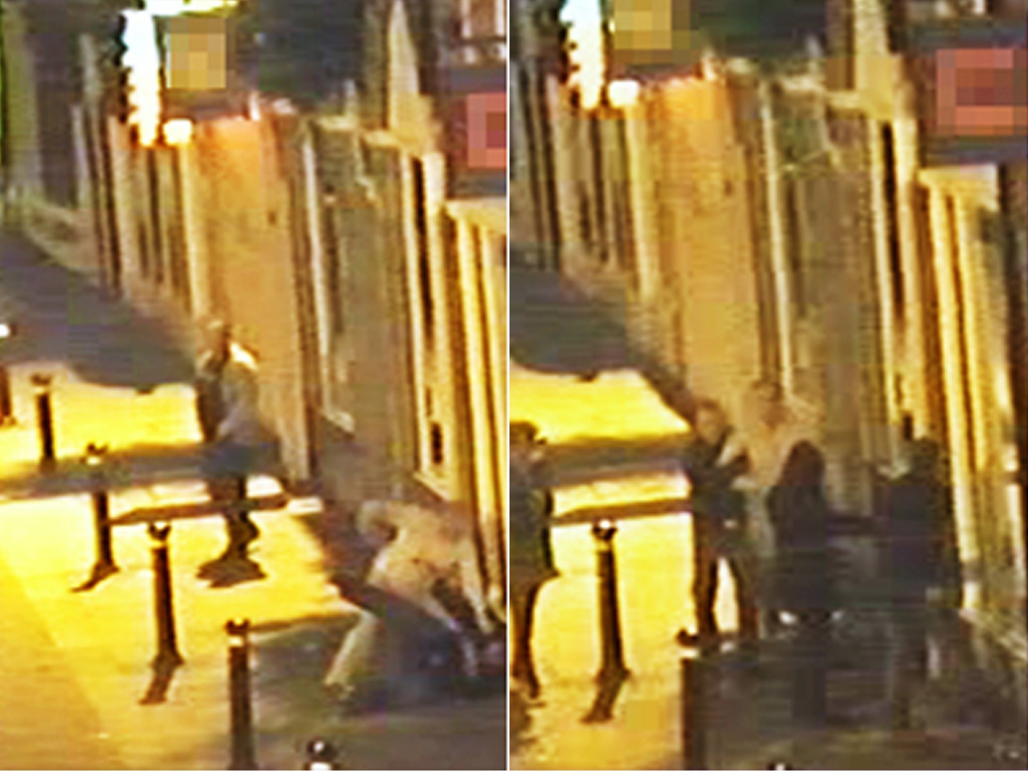 CCTV images showing a woman intervening in a city-centre fight
