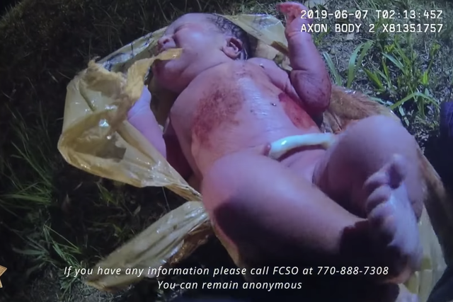 Sherrif's office releases video of night an infant was found wrapped in plastic bag