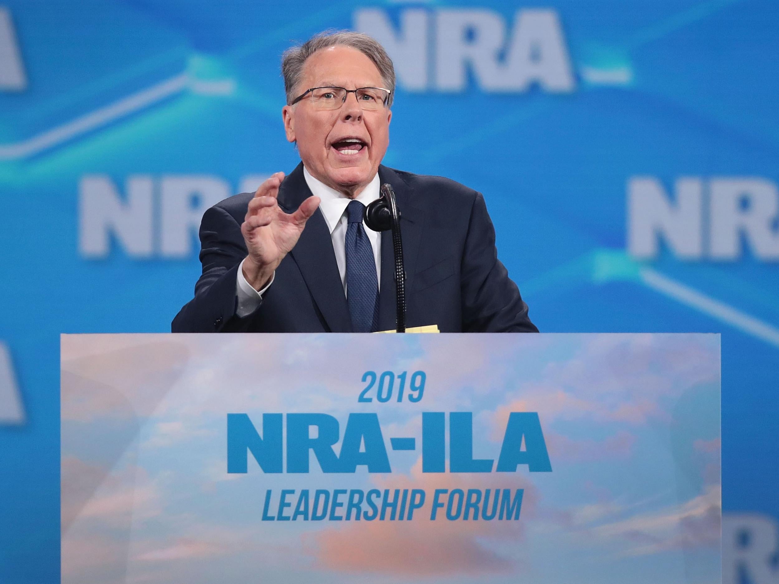 Wayne LaPierre, NRA vice president and CEO, speaks to guests at the NRA-ILA Leadership Forum