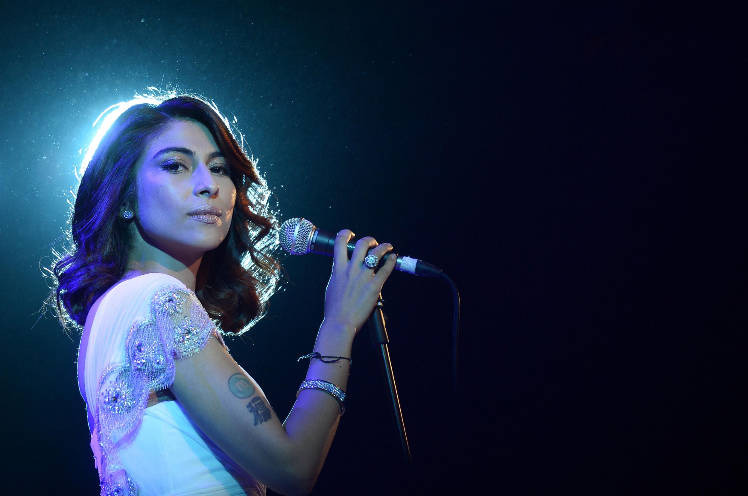 Actress/singer Meesha Shafi performs at the opening night ceremony and gala screening of "The Reluctant Fundamentalist" during the 2012 Doha Tribeca Film Festival at Al Mirqab Hotel on November 17, 2012 in Doha, Qatar.