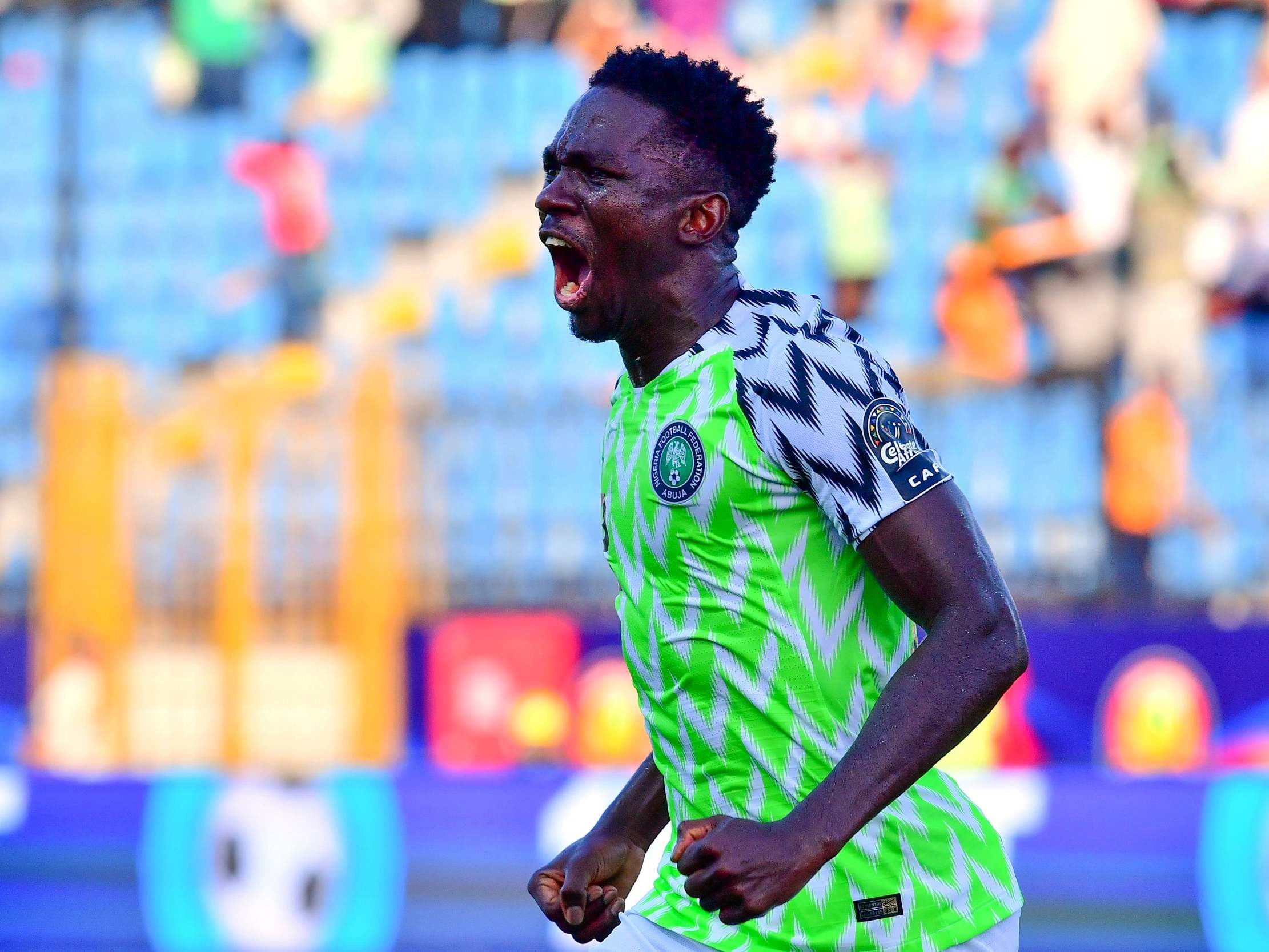 Kenneth Omeruo scores the winner for Nigeria