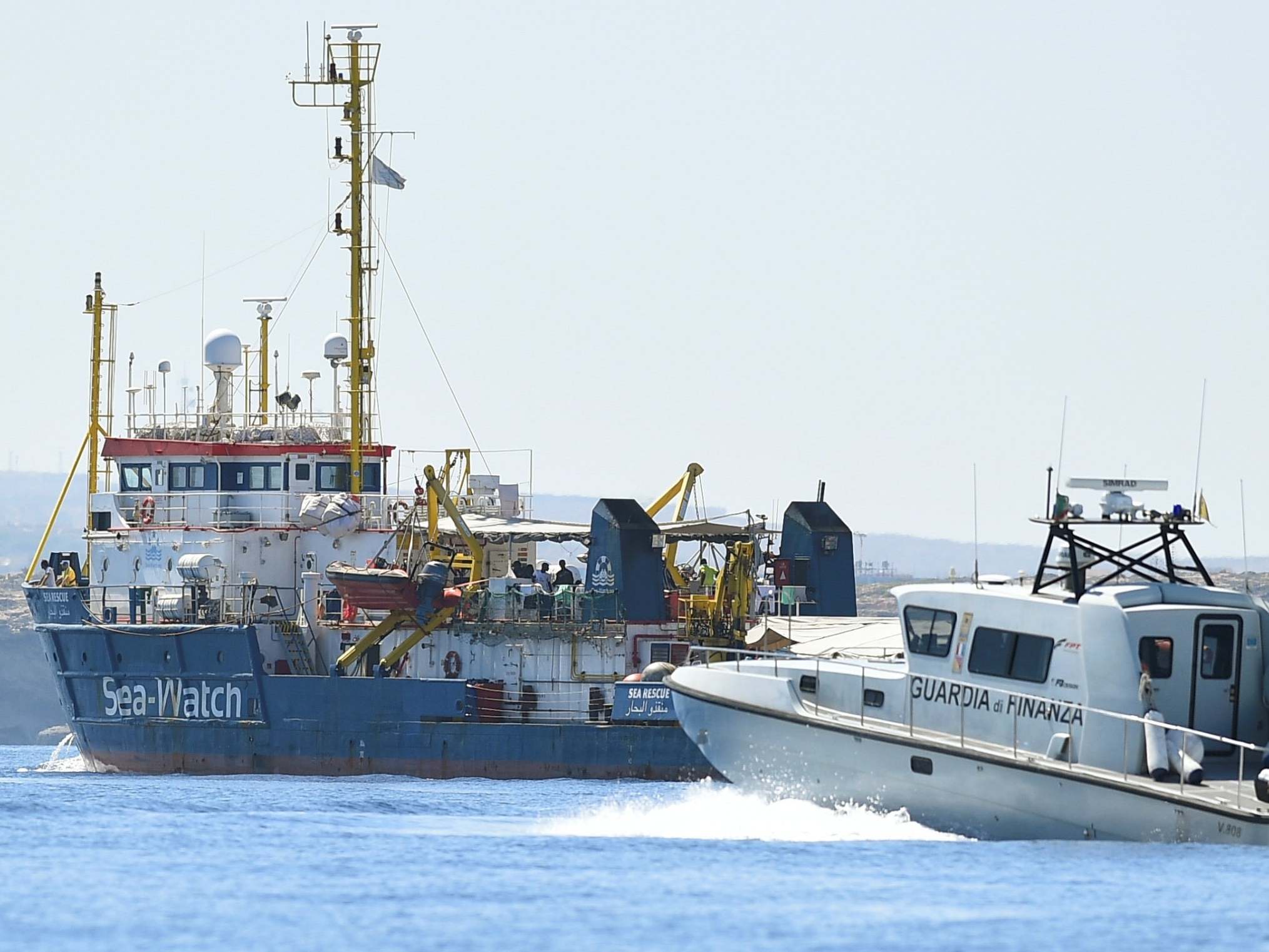 The migrant search and rescue ship Sea-Watch 3 carrying stranded migrants