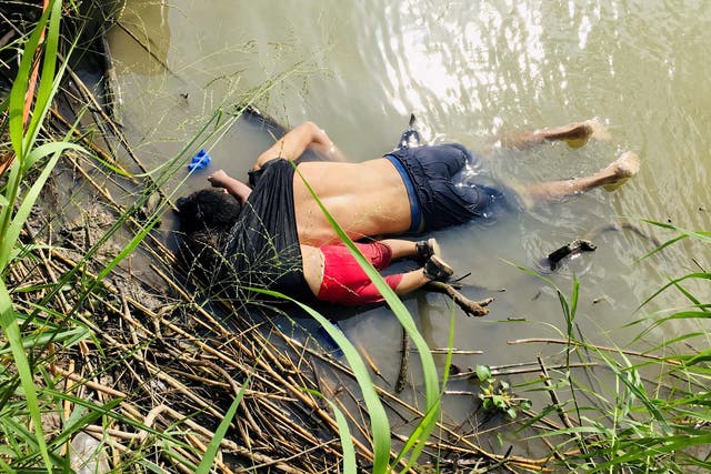 The bodies of Salvadoran migrant Oscar Alberto Martinez Ramirez and his daughter Valeria are seen at the Rio Bravo river