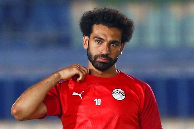 Egypt's Mohamed Salah takes part in a training session