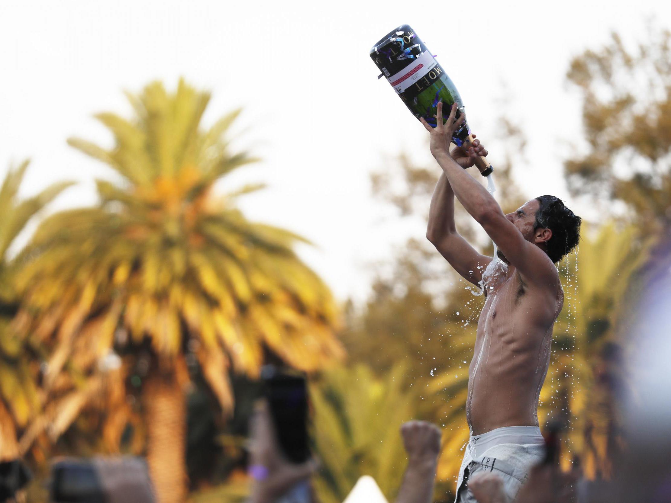 Di Grassi celebrates winning the Mexico ePrix earlier this year