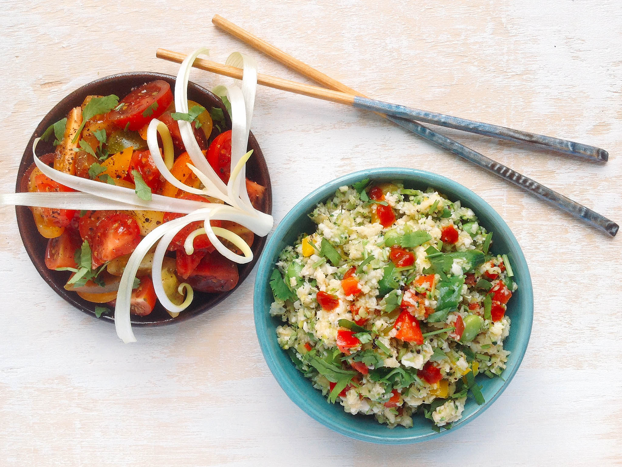 How to make egg-fried broccoli and cauliflower 'rice' with vegetables