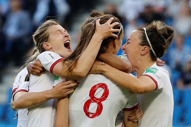 England's Jill Scott celebrates scoring their first goal