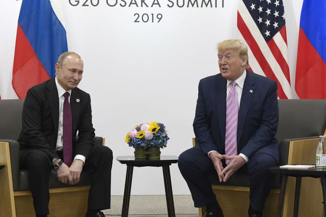 President Donald Trump meets with Russian leader Vladimir Putin in Japan