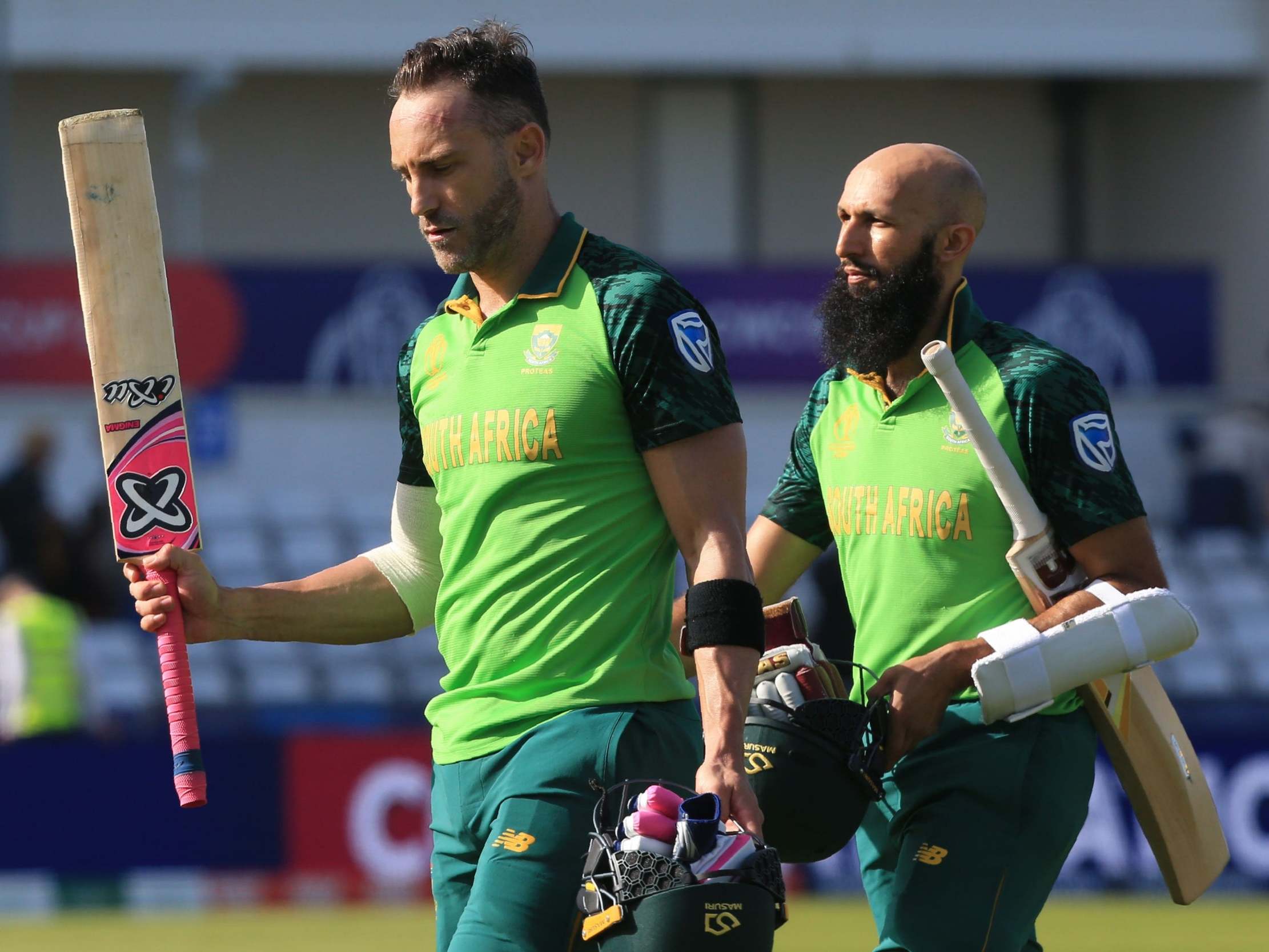 Faf du Plessis and Hashim Amla celebrate victory