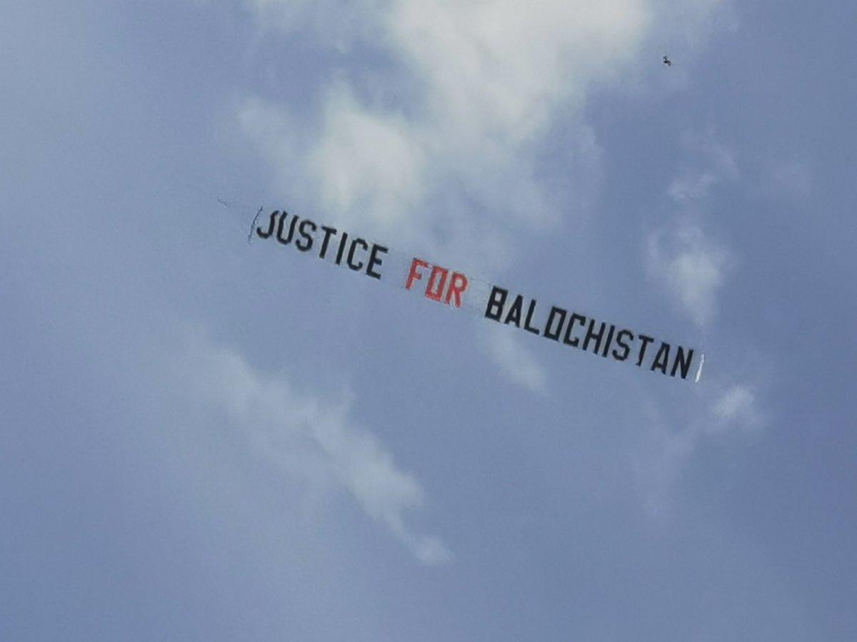 A banner reading 'Justice for Balochistan' was flown over Headingley Cricket Ground that trigger the fight