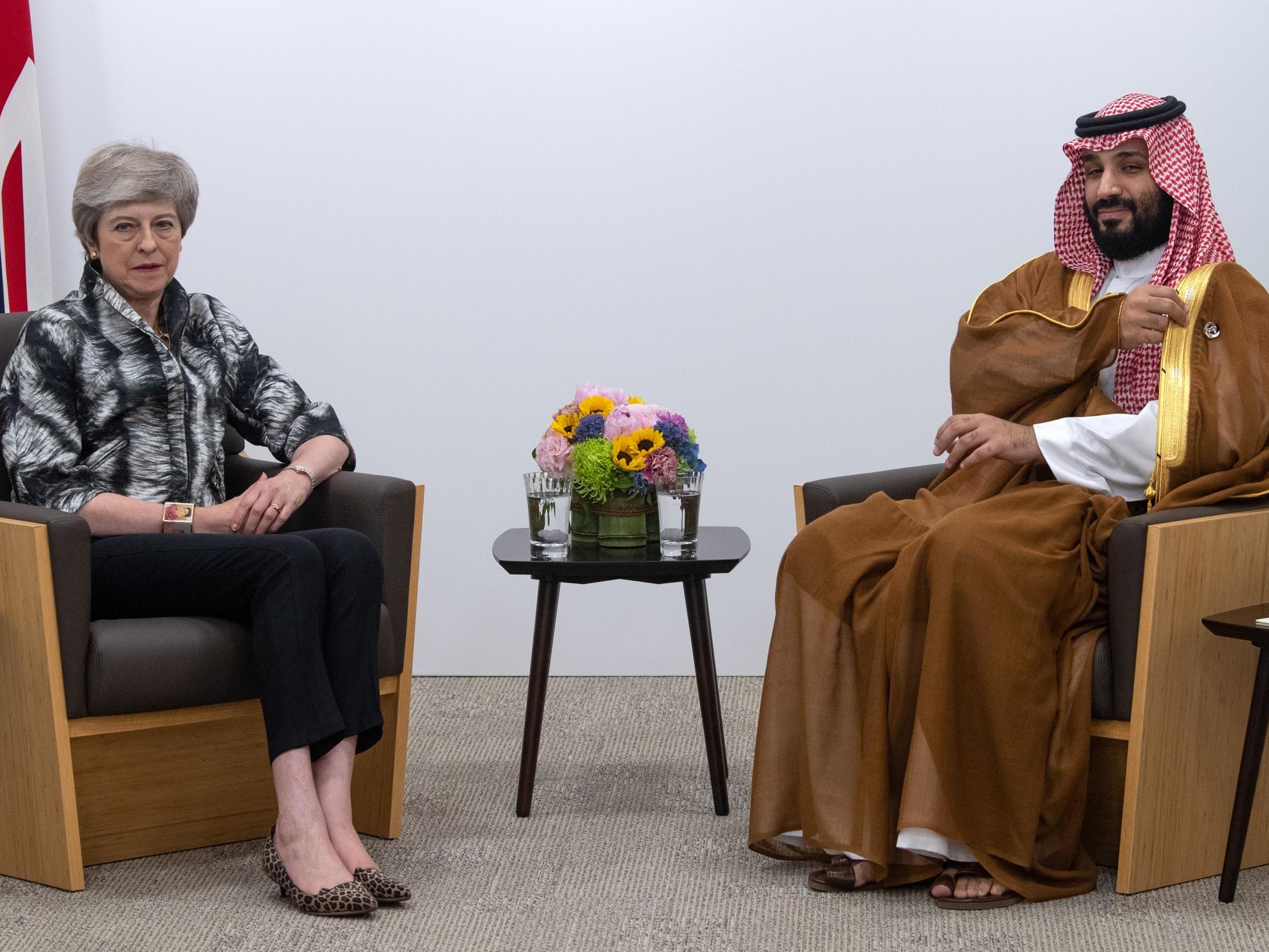 Theresa May with the Saudi crown prince Mohammad bin Salman