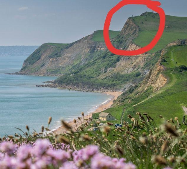 The cliff where Shadow went missing, near Falcon Hill Beacon near Eype in Dorset