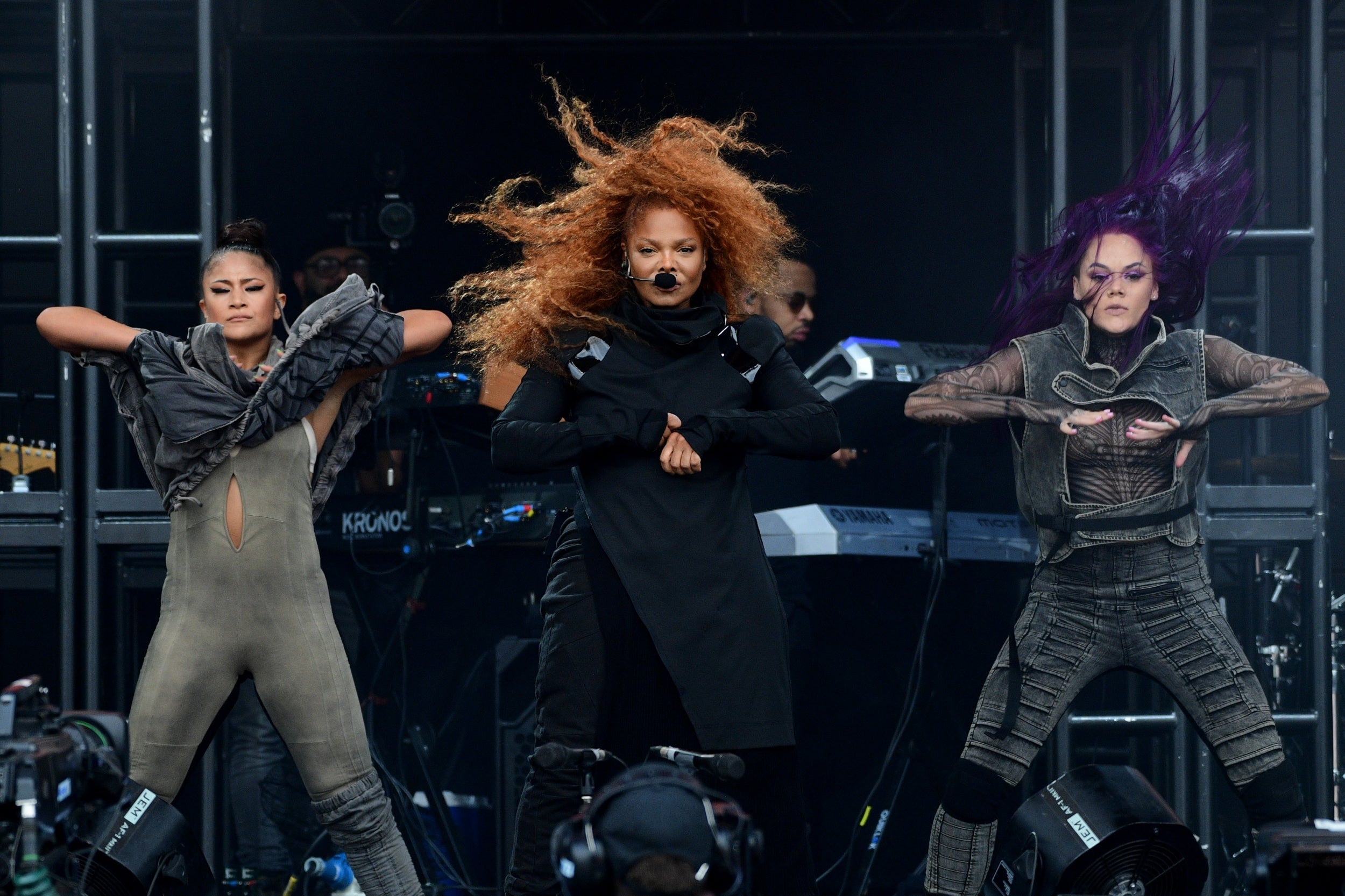 Janet Jackson performs on the Pyramid Stage on day four of Glastonbury Festival at Worthy Farm