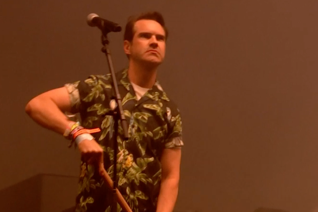 Jimmy Carr makes an appearance on the Pyramid Stage