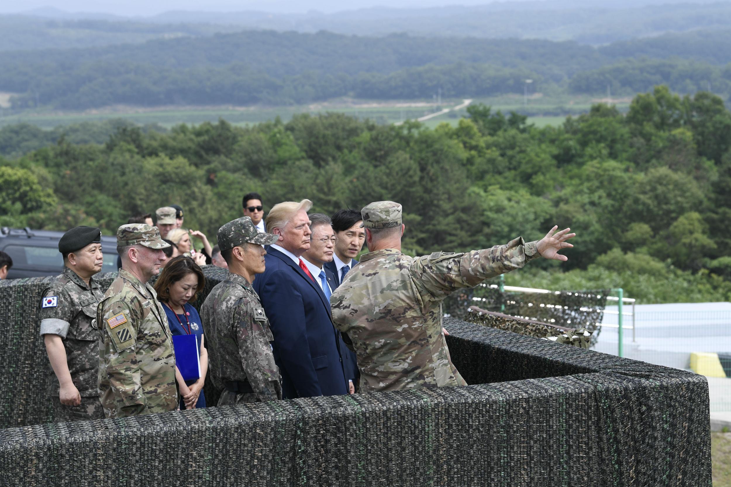 Mr Trump travelled to the DMZ with South Korean leader Moon Jae-in