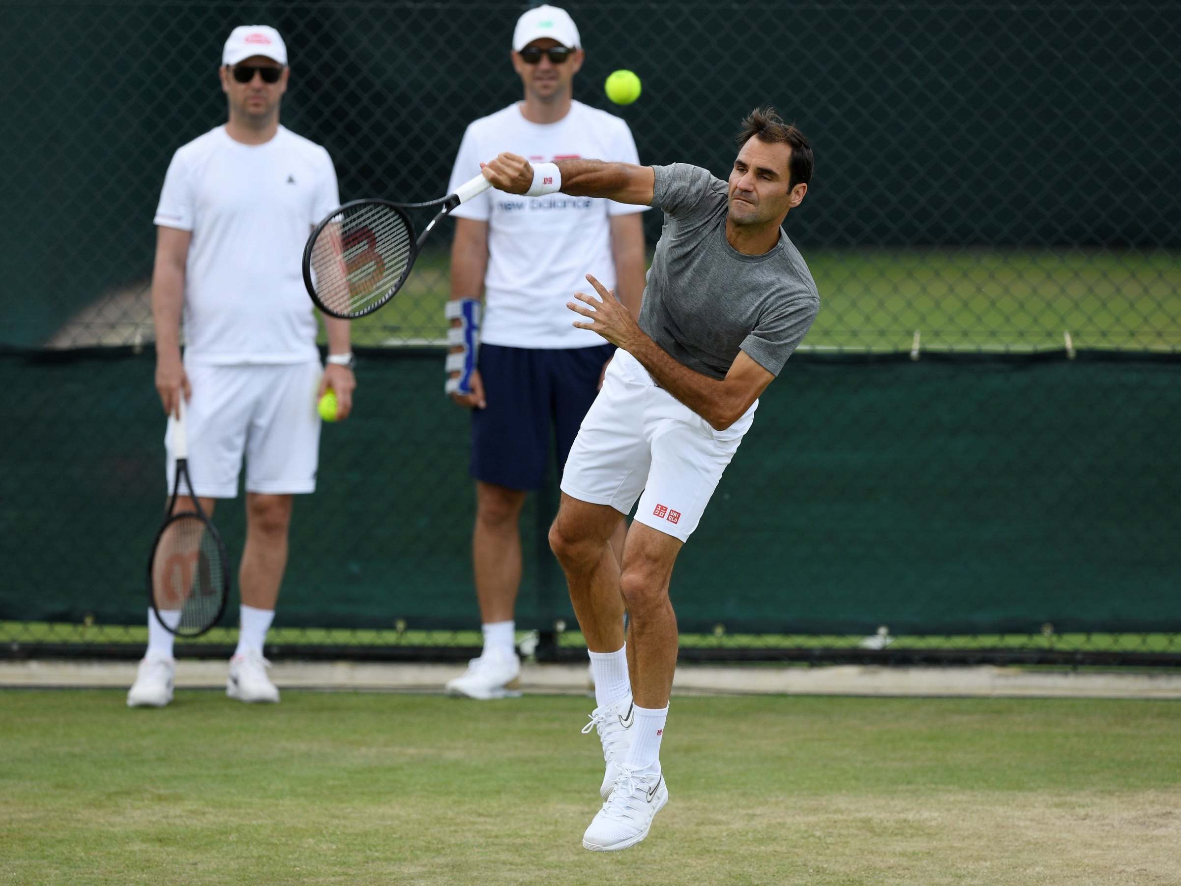 Roger Federer in practice at the All England Club