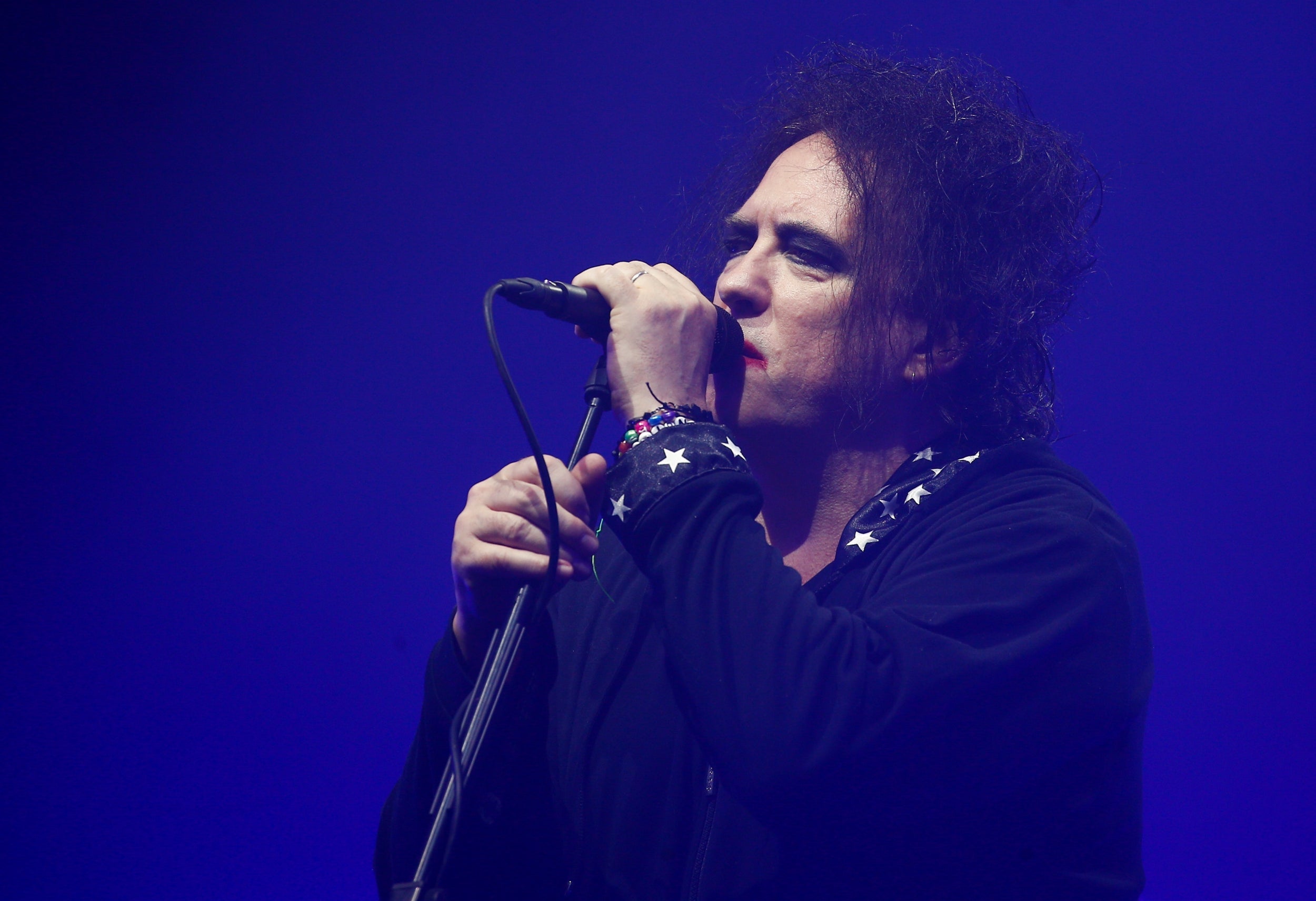 The Cure’s Robert Smith performs on the Pyramid Stage at Glastonbury 2019