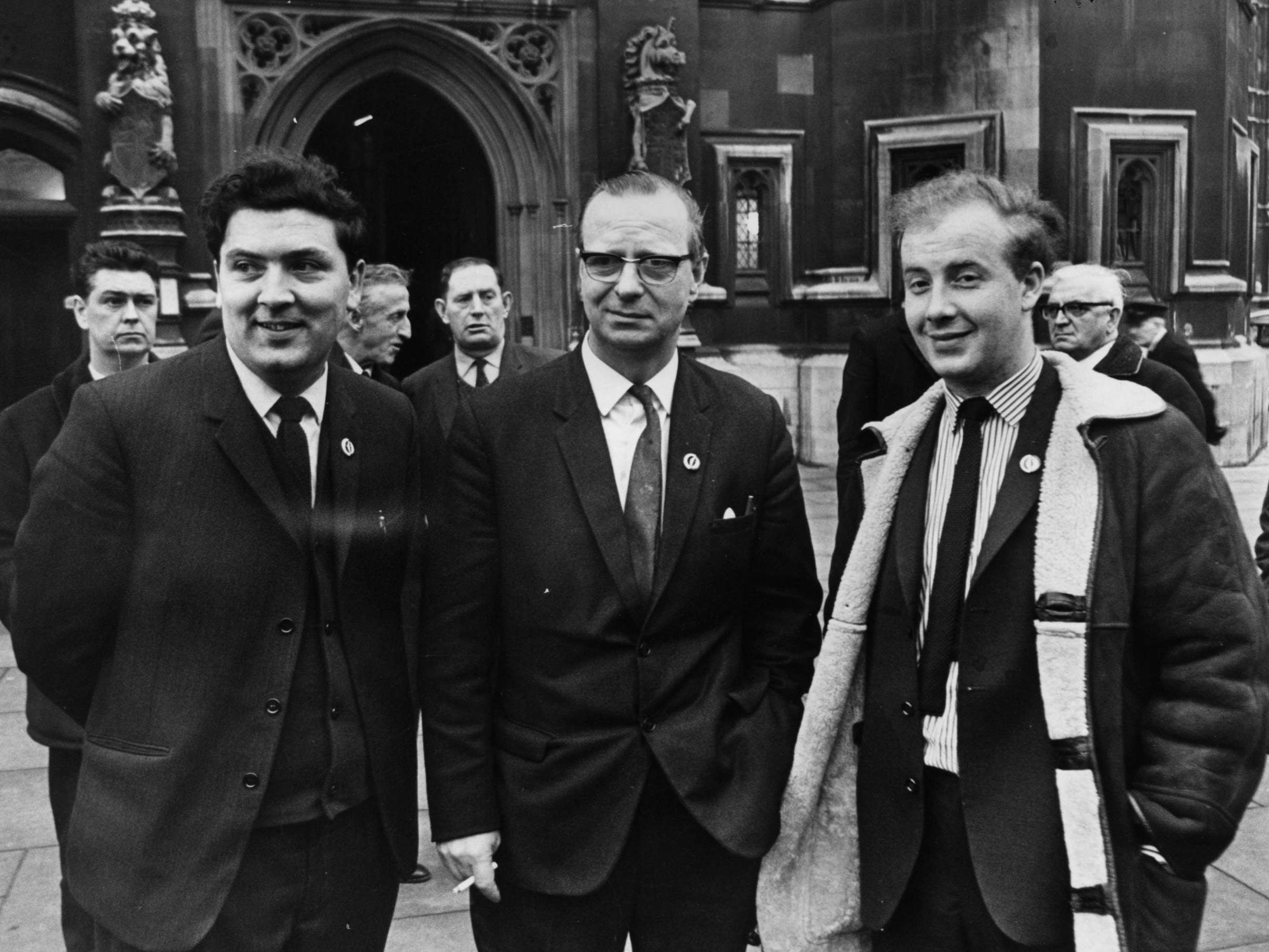 From left: John Hume, vice chair of the Derry Citizens’ Action Committee, Ivan Cooper and Gerry Fitt, MP for Belfast West, outside the House of Commons in 1969 after handing in a petition demanding and inquiry into alleged police terrorism in Bogside