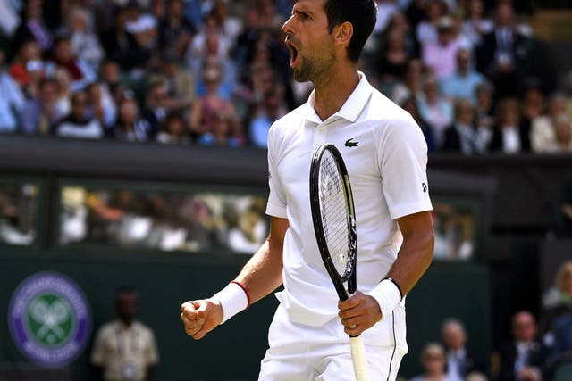 Serbia's Novak Djokovic reacts during his first round match