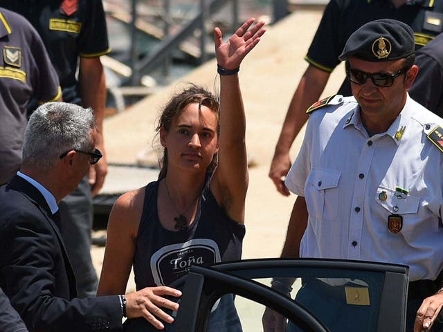 Carola Rackete, the captain of Sea Watch 3, disembarks in Italy