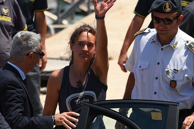 Carola Rackete, the captain of Sea Watch 3, disembarks in Italy