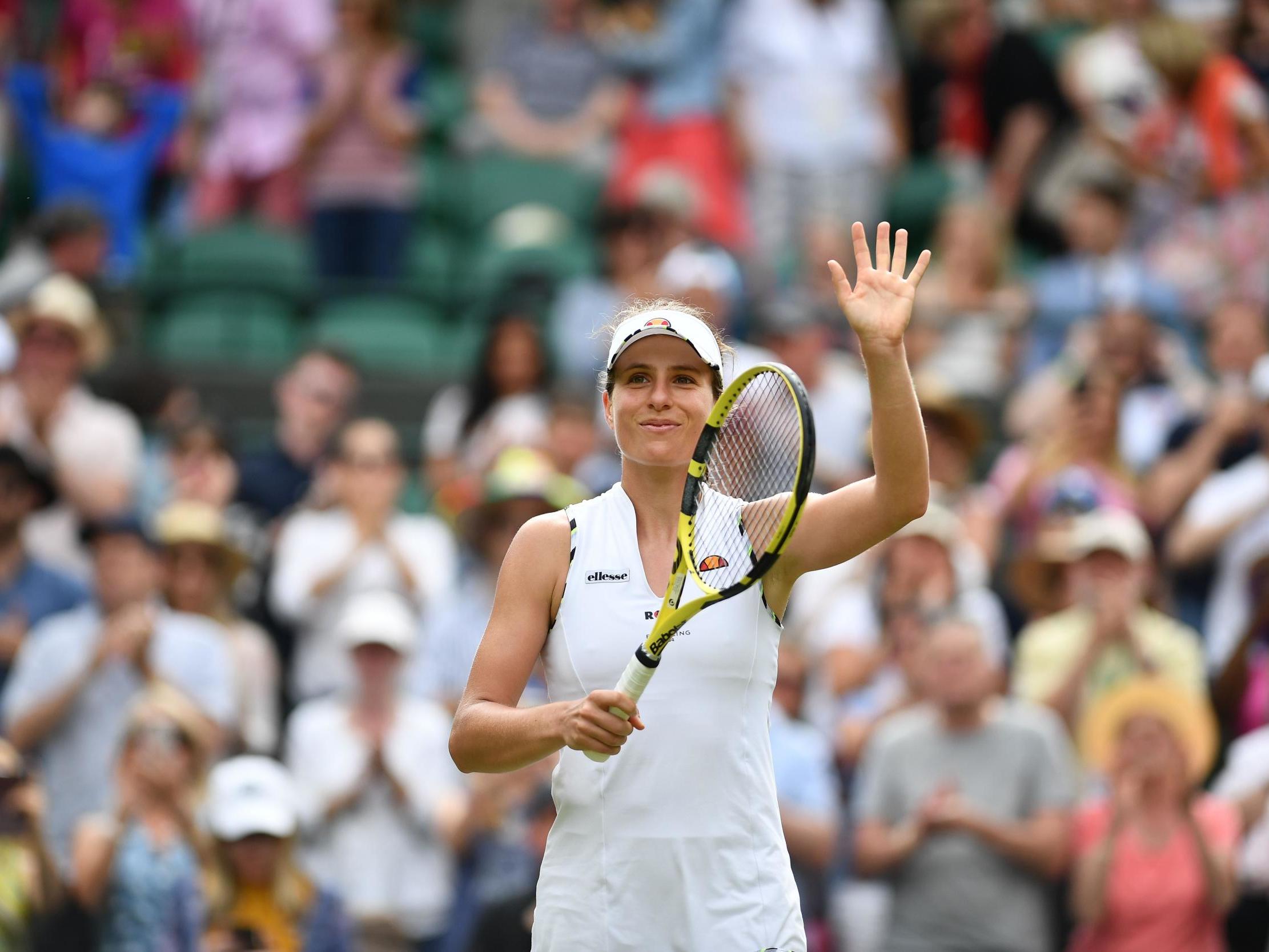 Konta celebrates her straight-sets win