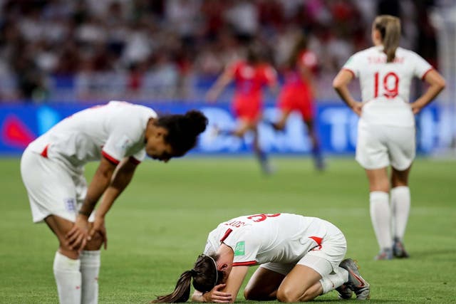 England's Jill Scott reacts after losing the Women's World Cup semi-final