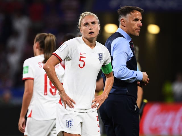 Steph Houghton reacts to England's semi-final defeat